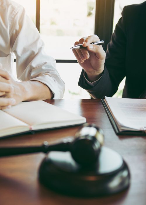 Lawyer explained to the client about the law that must be brought against the court case.